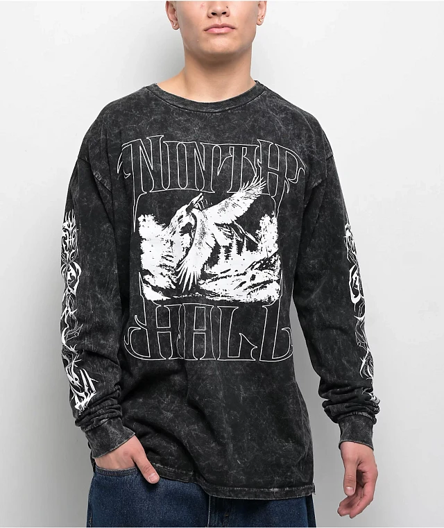 Ninth Hall Natures Edge Black Wash Long Sleeve T-Shirt | Dulles