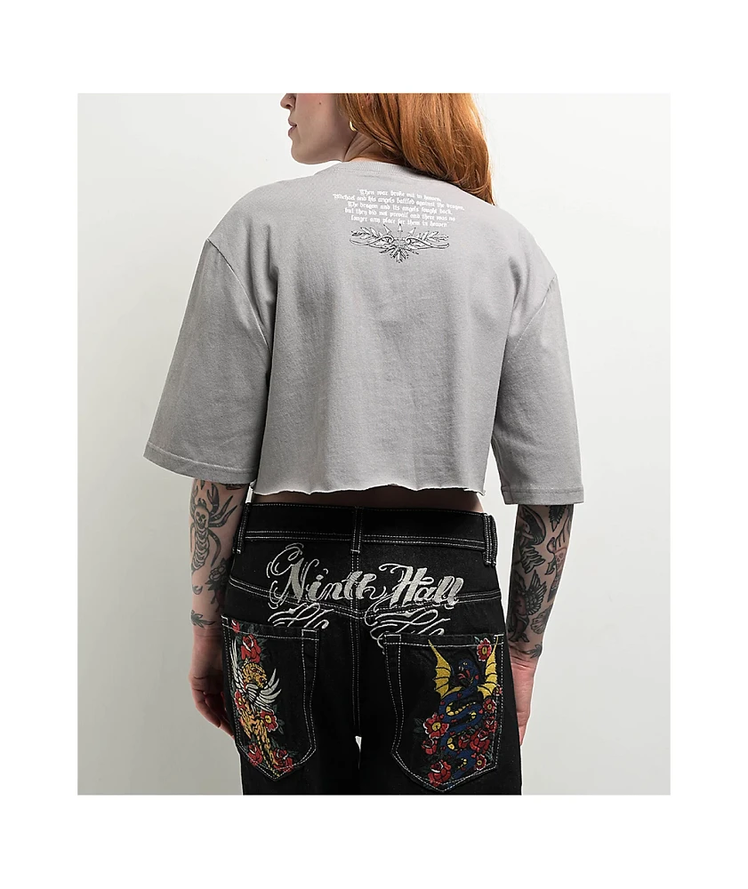 Ninth Hall Olivia Angel Grey Boxy Crop T-Shirt | MainPlace Mall