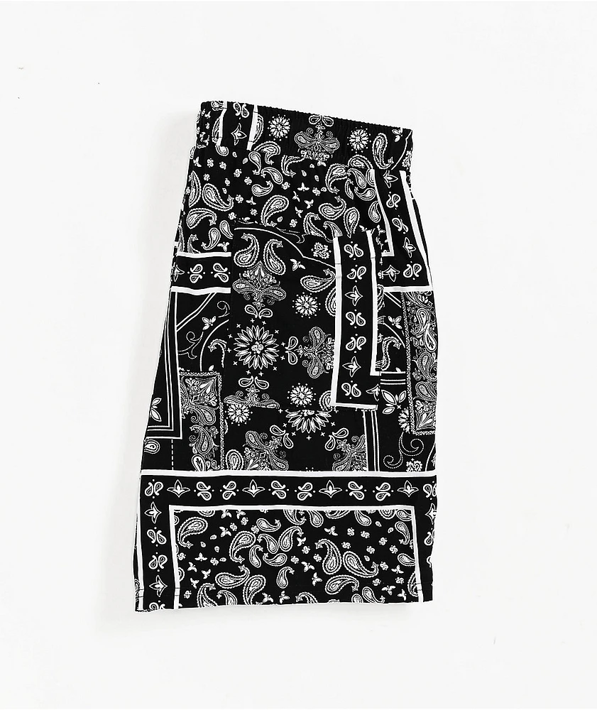 Ninth Hall Paisley Black Rayon Shorts | MainPlace Mall
