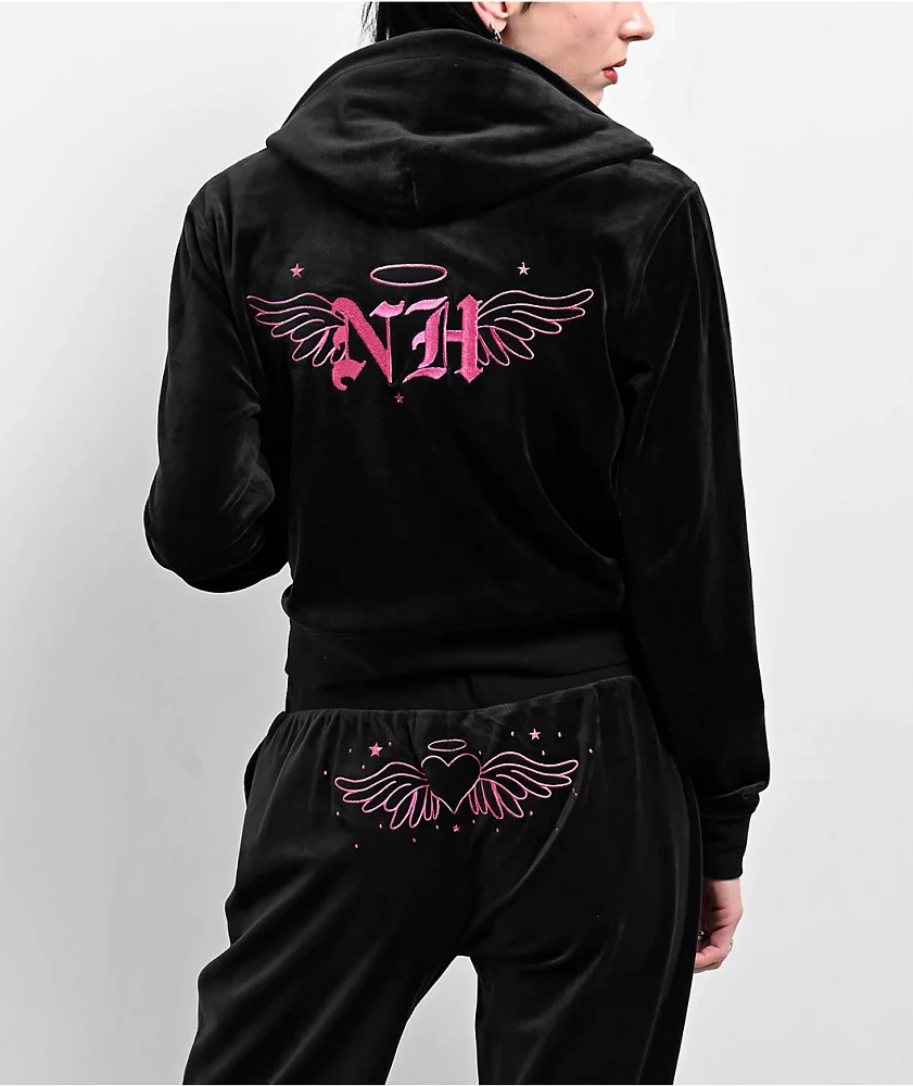 Ninth Hall Regina Caviar Velour Crop Zip Hoodie | MainPlace Mall