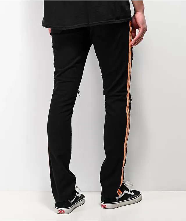 Black jeans with orange stripe cheap