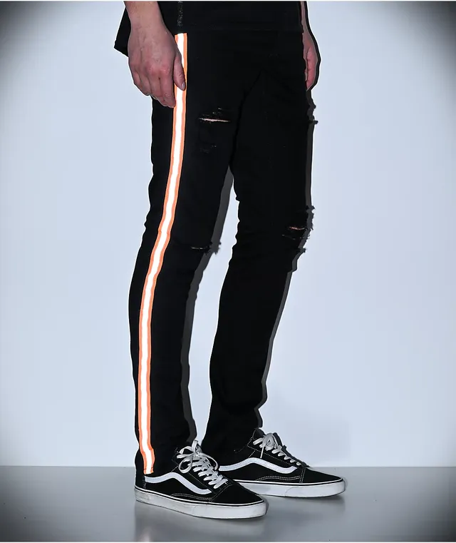 Black jeans with orange stripe shop