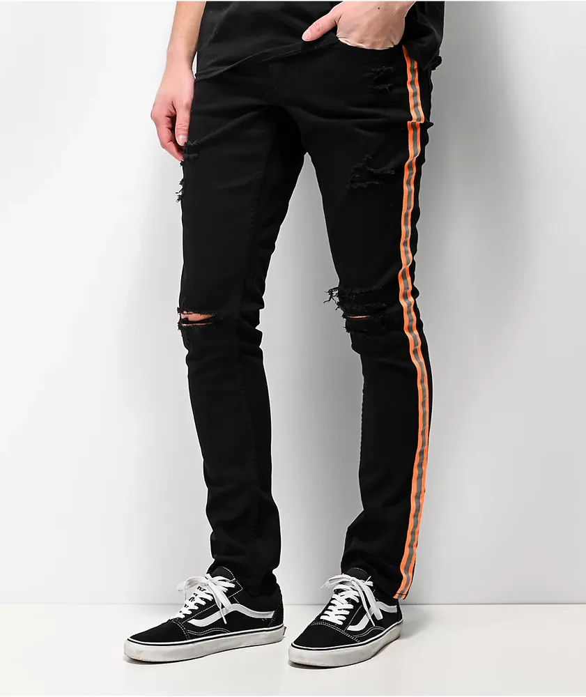 Black jeans orange sales stripe
