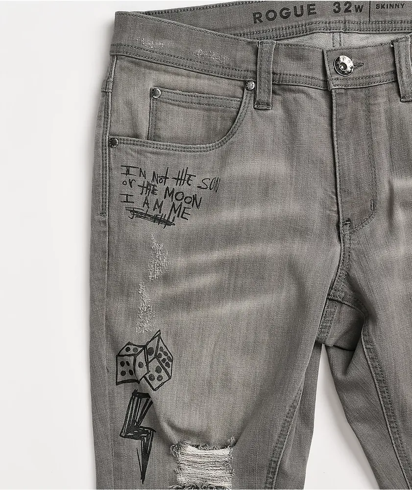 Ninth Hall Rogue Tapered Printed Smoke Skinny Jeans Coquitlam Centre