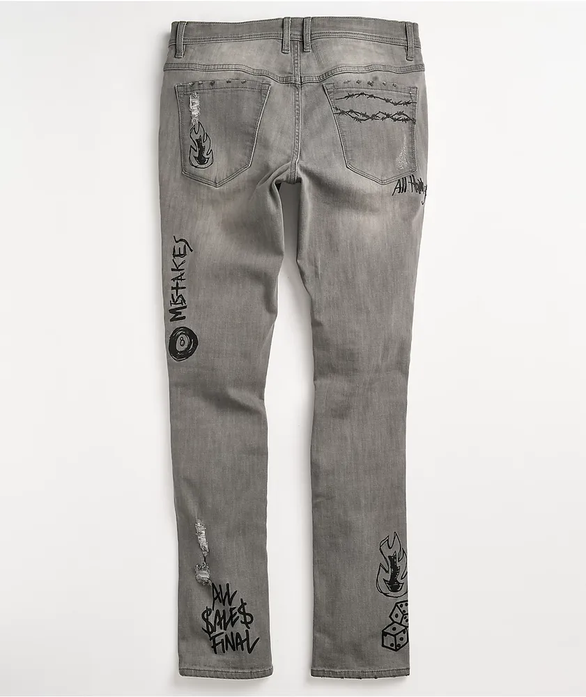 Ninth Hall Rogue Tapered Printed Smoke Skinny Jeans | MainPlace Mall