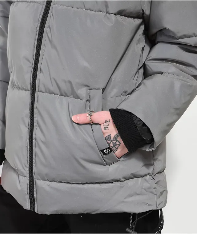 Ninth Hall Shae Reflective Silver Puffer Jacket Hamilton Place