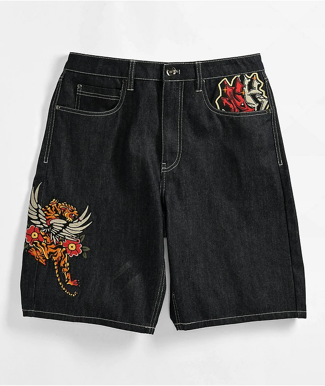 Print Discharge NYCO Chambray Athletic Indigo Shorts 【INDIGO】MIL