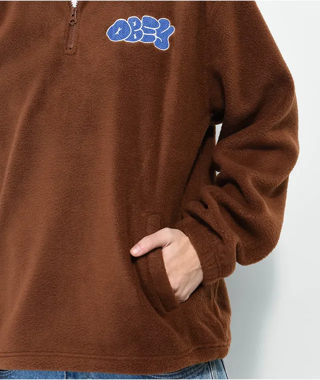 Obey half discount zip fleece