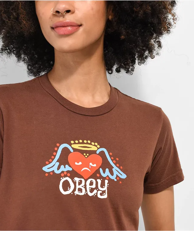 Obey Angel Heart Sepia Crop T Shirt CoolSprings Galleria