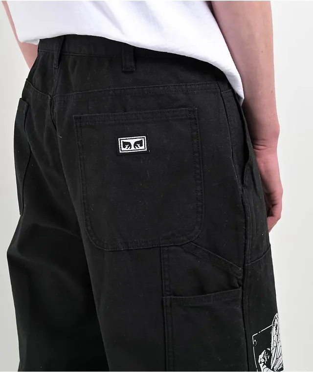 【期間限定特価】 Big Obey Timer MainPlace | Pants Carpenter Knee Double Black パンツ