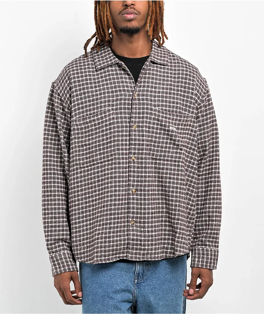 Obey Bigwig Micro Plaid Long Sleeve Flannel | Hamilton Place