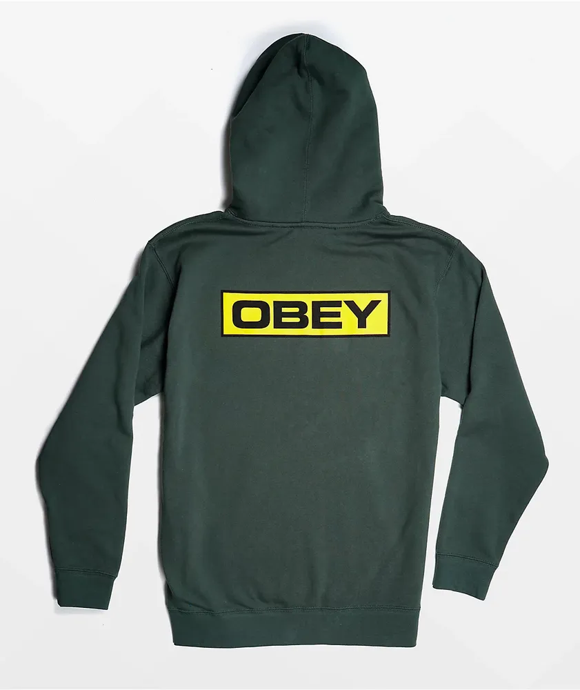 Obey enigma sales dark green hoodie