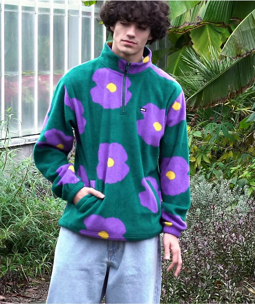 Obey Evens Green Quarter Zip Sweatshirt | MainPlace Mall