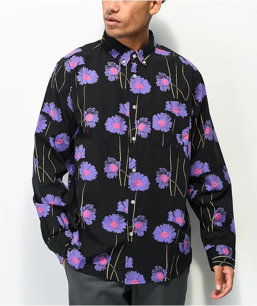 Obey Gather Black Long Sleeve Button Up Shirt Hamilton Place
