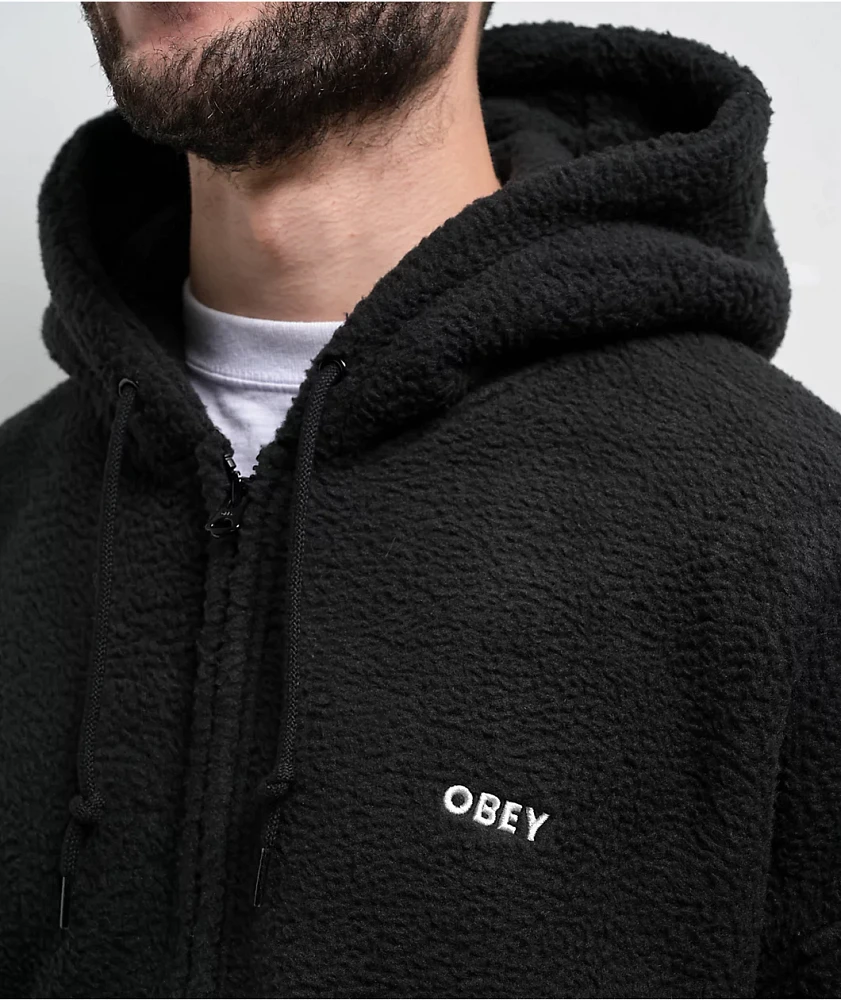 Obey Gaze II Black Sherpa Zip Hoodie | MainPlace Mall