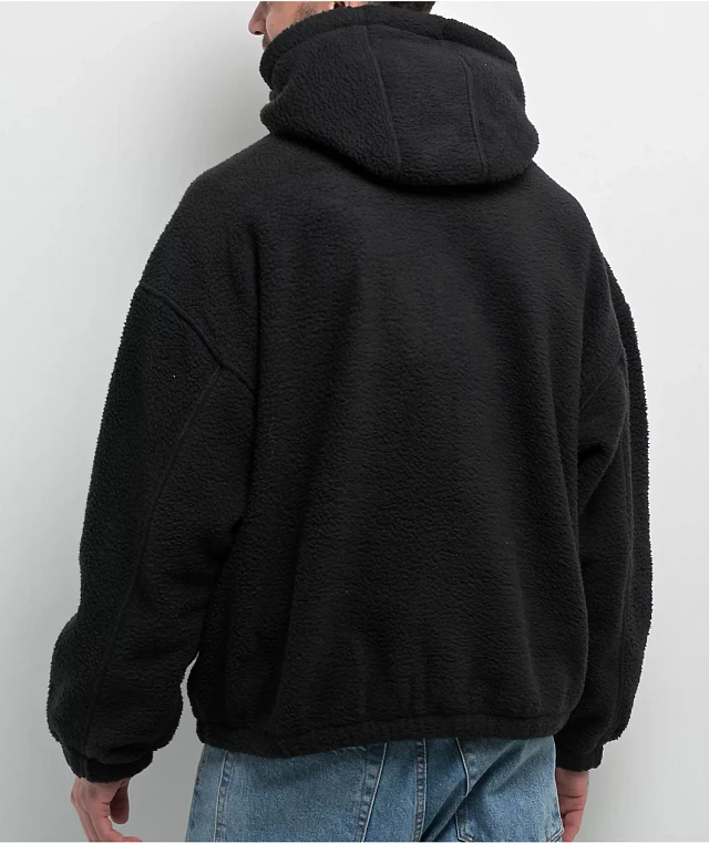 SWIXXZ All Over Print Black Sherpa Zip Hoodie | MainPlace Mall