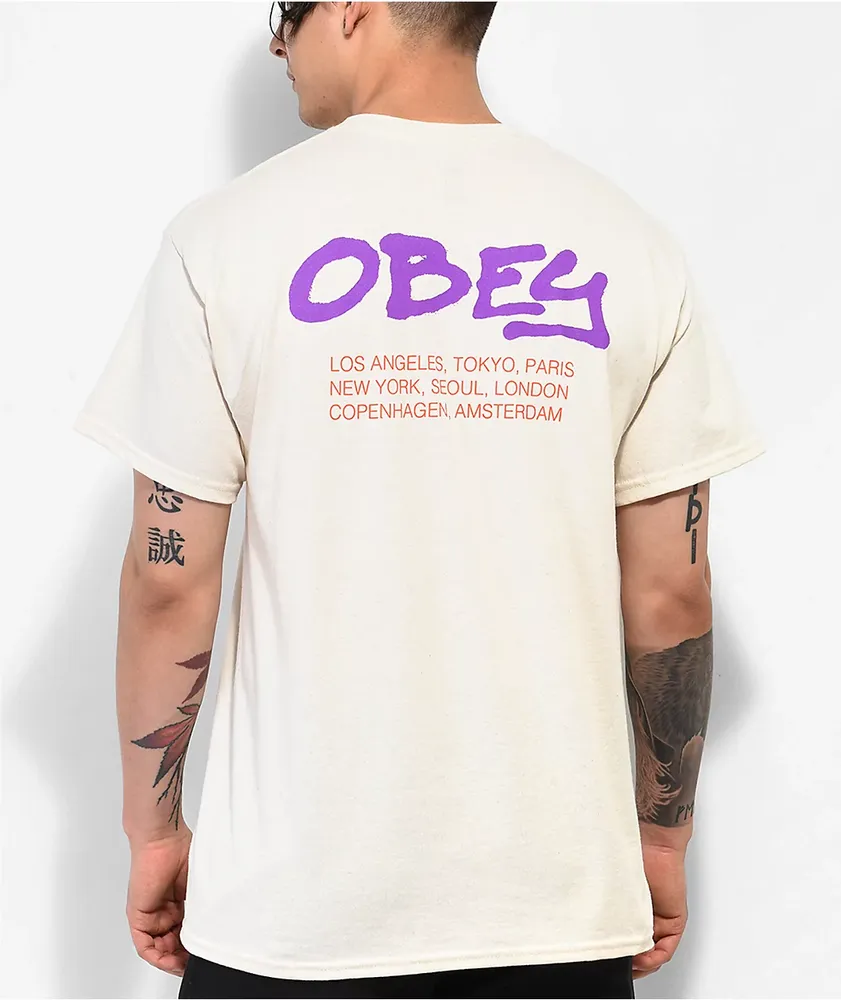 Obey Graffity Natural T Shirt CoolSprings Galleria
