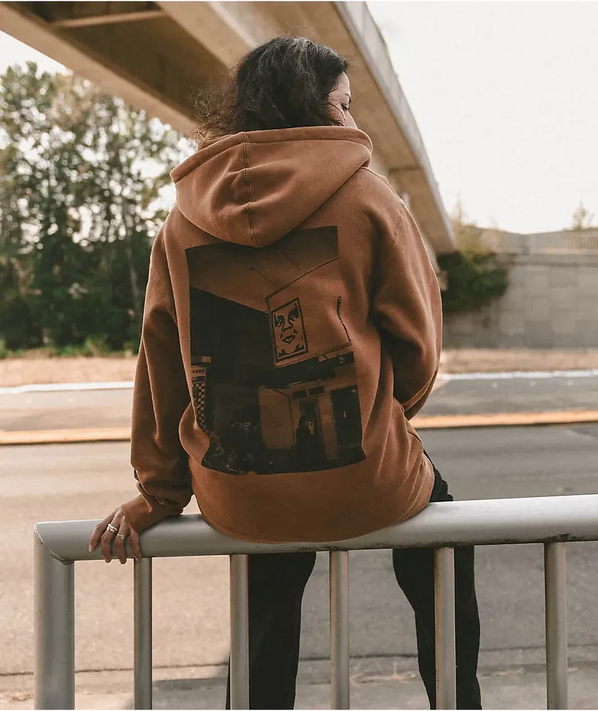 Obey brown new arrivals hoodie