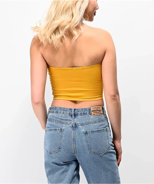 Mustard yellow outlet tube top