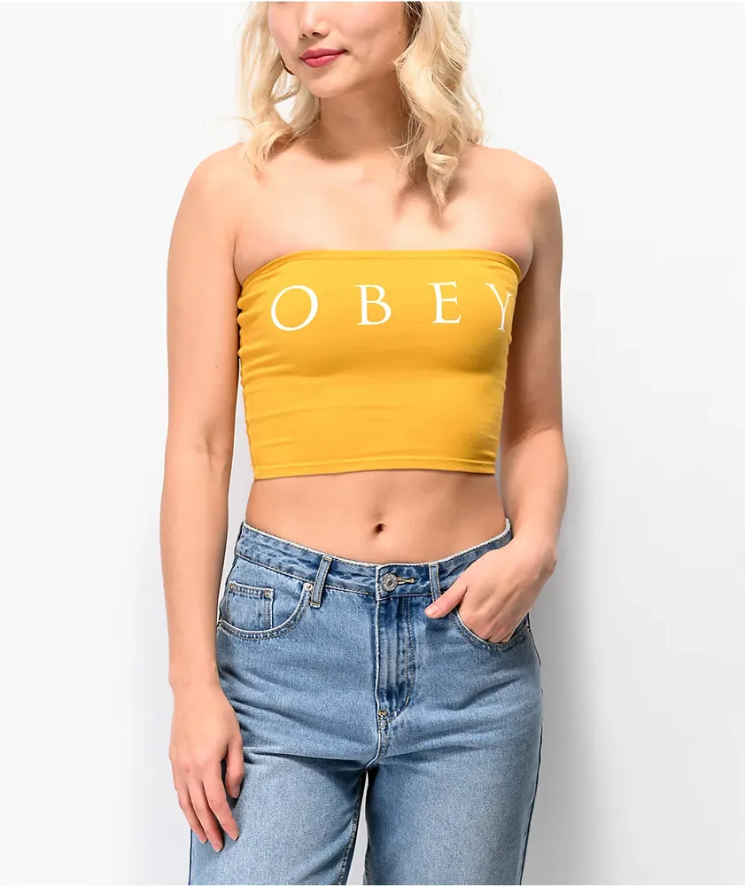 Mustard yellow tube top store