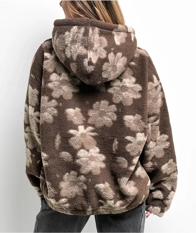Obey Shaylin Floral Brown Fleece Hoodie Hamilton Place