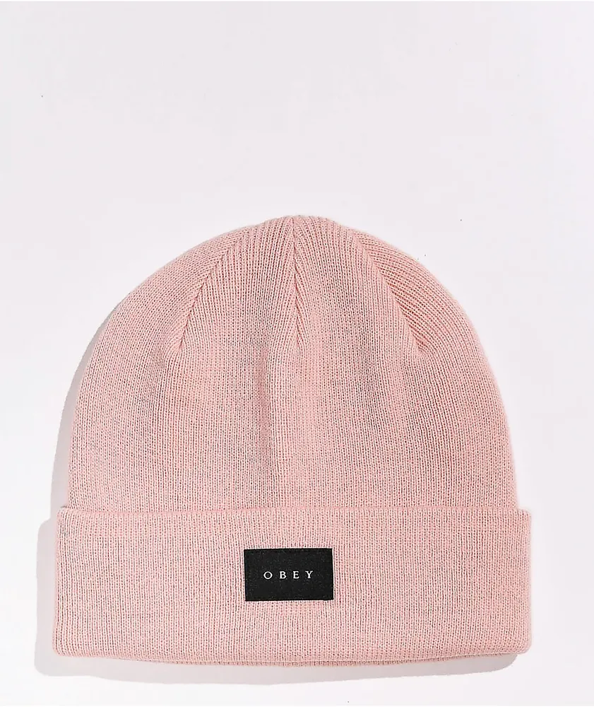 Pink top obey beanie