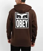 Obey brown hoodie new arrivals