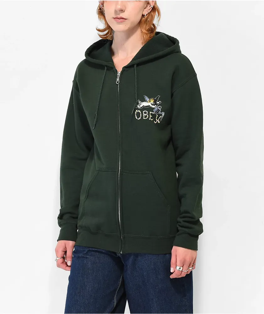 Obey green hoodie top