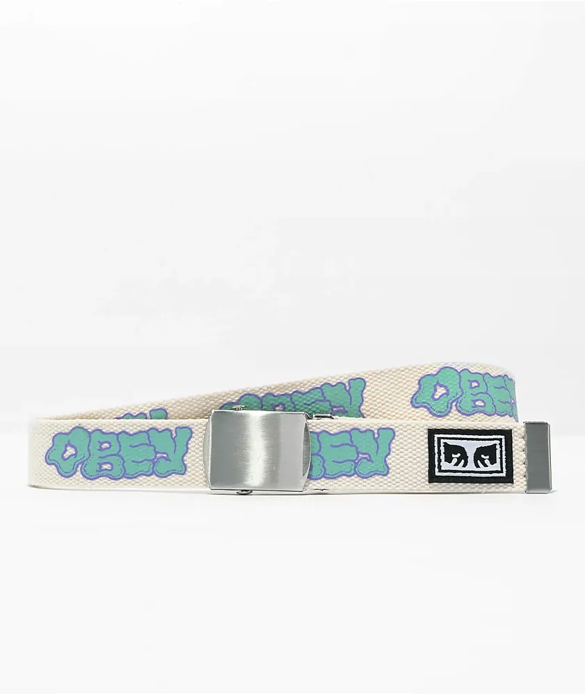Obey Wavy Unbleached White Web Belt The Pen Centre