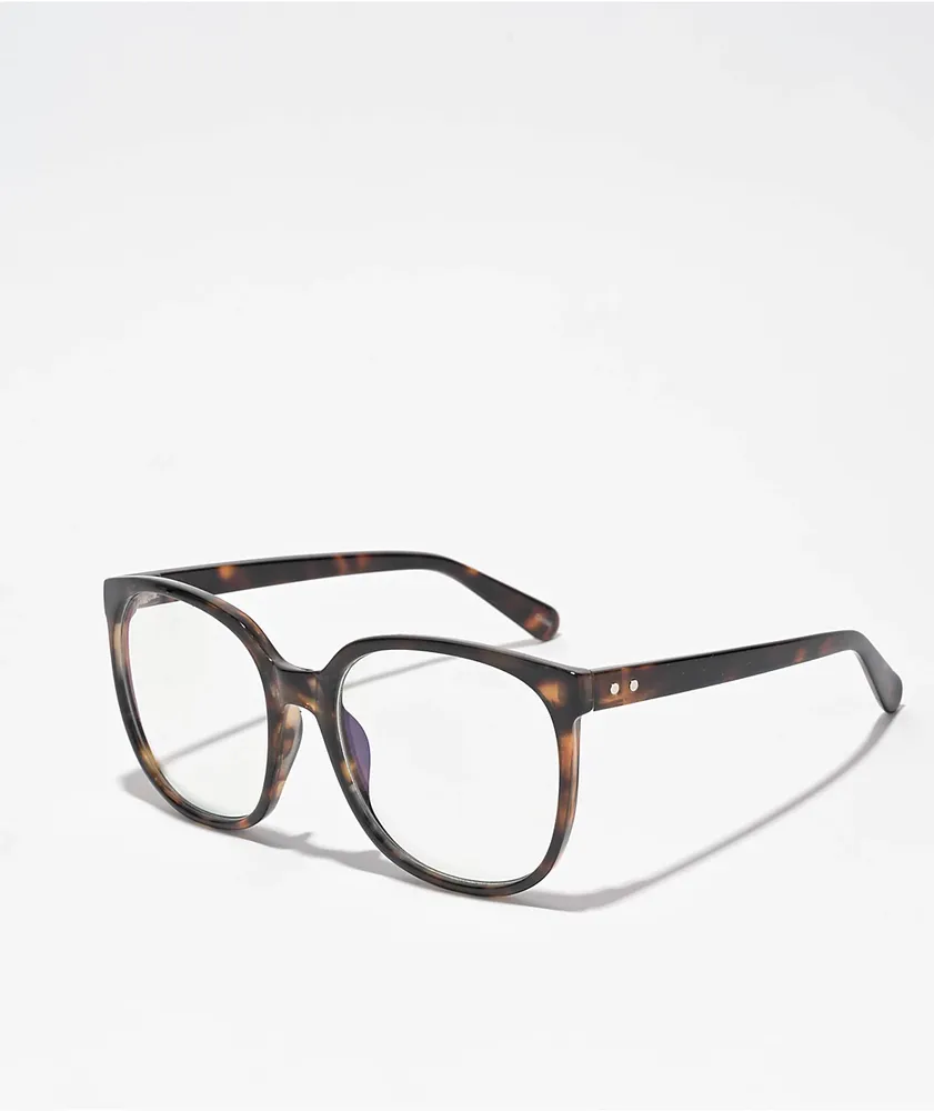 Oversize Square Tortoise Blue Light Glasses Hamilton Place