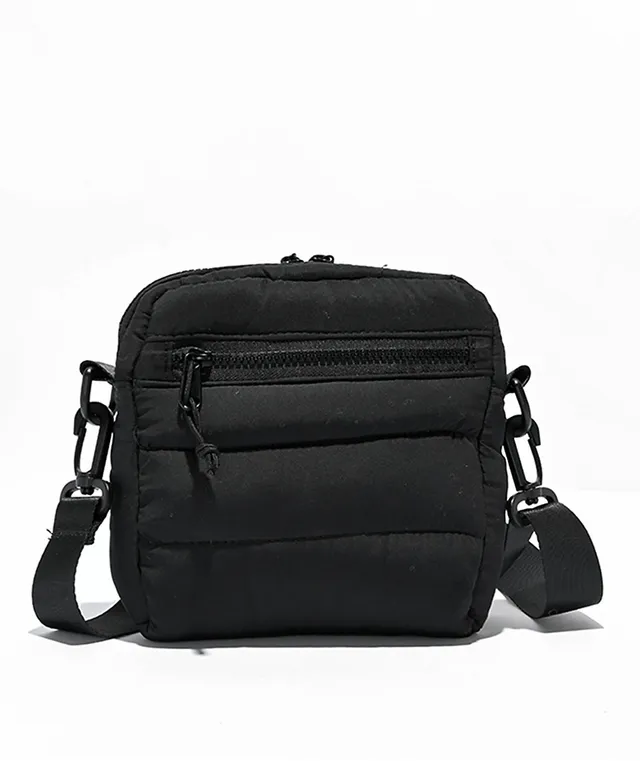 Petals and Peacocks Puffer Black Crossbody Bag Vancouver Mall