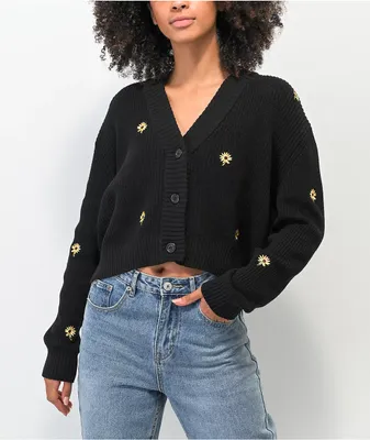 HUF Cracked Black Cardigan Sweater | MainPlace Mall
