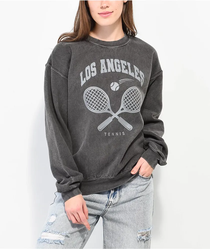 Philcos LA Tennis Black Wash Crewneck Sweatshirt CoolSprings