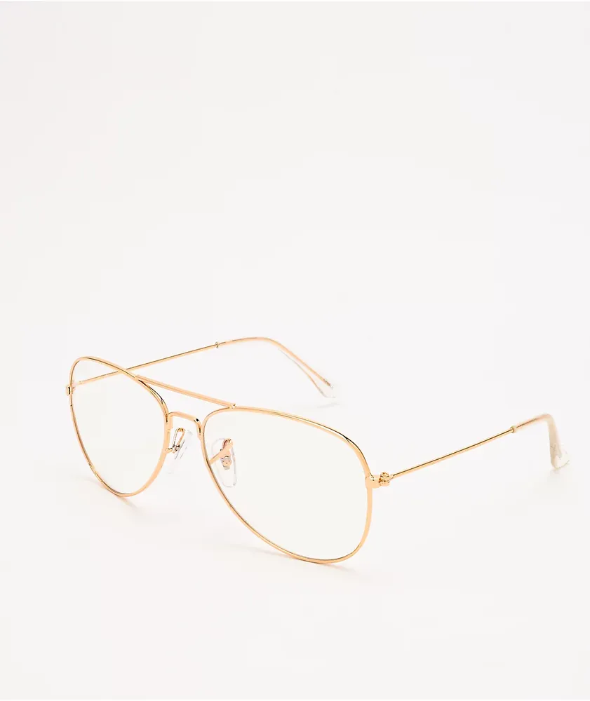 Zumiez Pilot Gold & Clear Blue Light Glasses | Hamilton Place