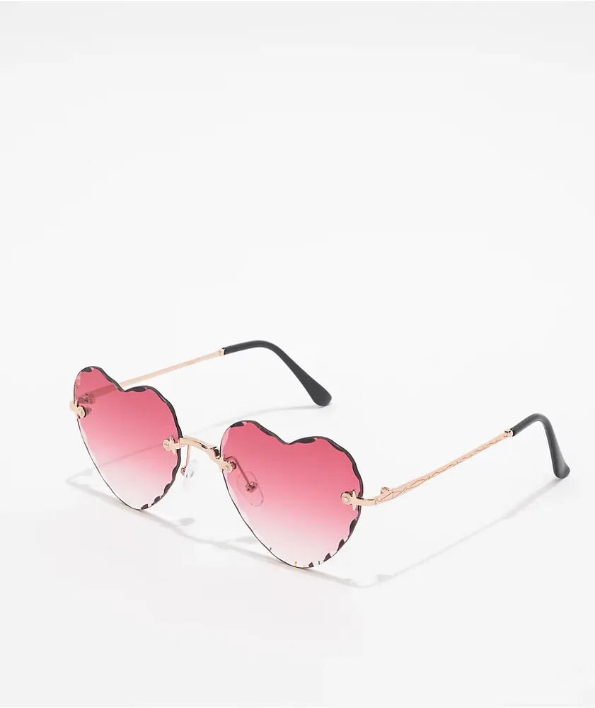 Pink tinted heart sunglasses online