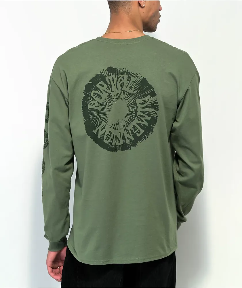 Portal Dimension Mushroom Stamp Green Long Sleeve T-Shirt 