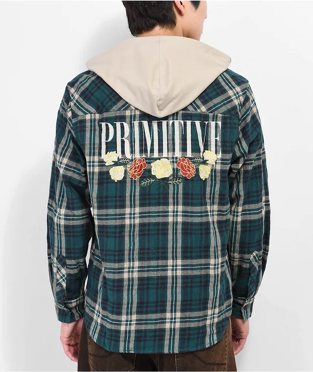Green flannel hoodie top