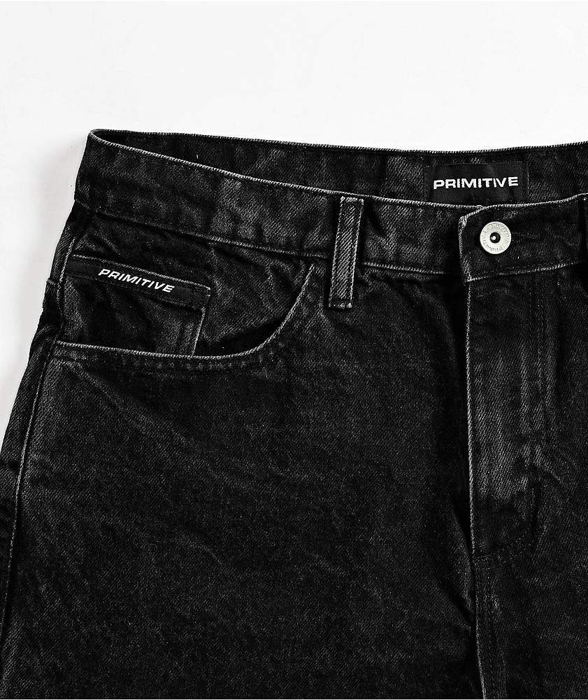Primitive Temptation Black Wash Denim Shorts at Hamilton Place in