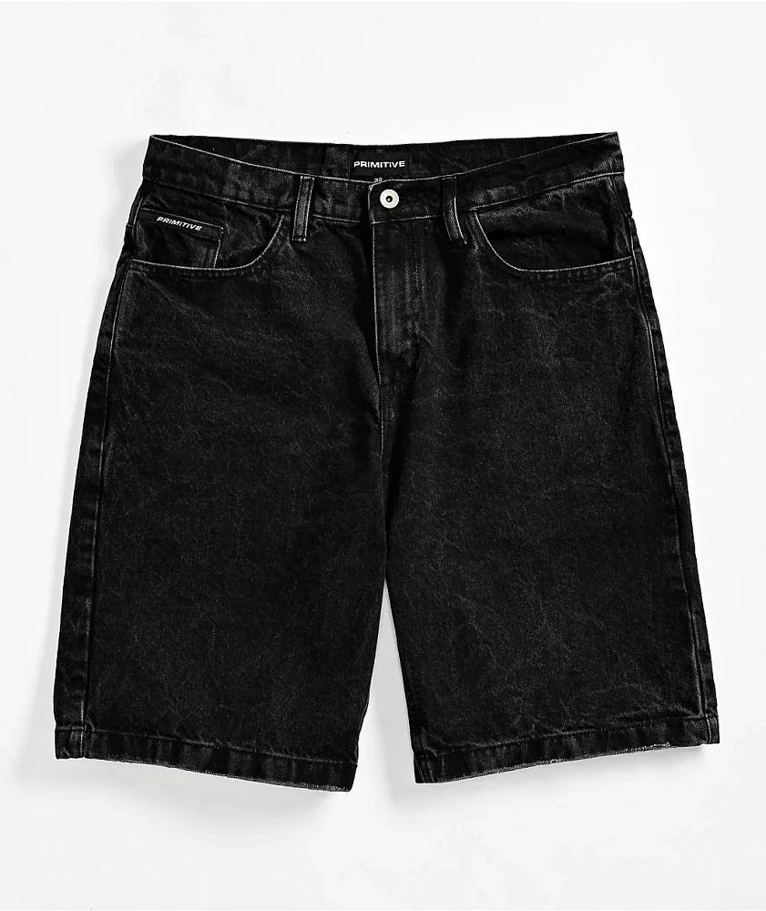 Primitive Temptation Black Wash Denim Shorts at Hamilton Place in