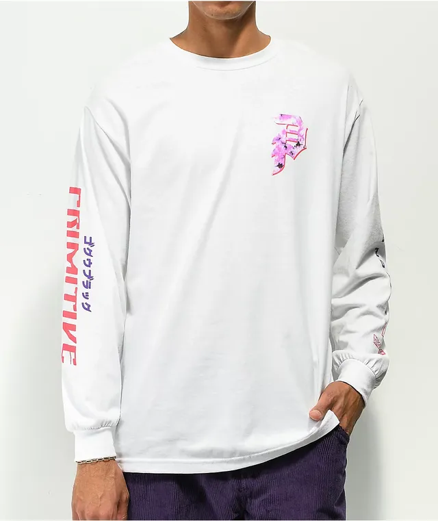 Primitive x Dragon Ball Super Goku Black Rose White Long Sleeve T