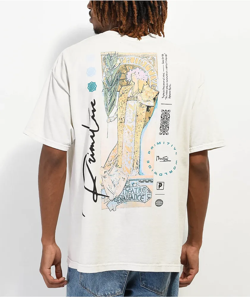 muchaです Primitive x Mucha Tour Washed Cream T-Shirt | MainPlace Mall