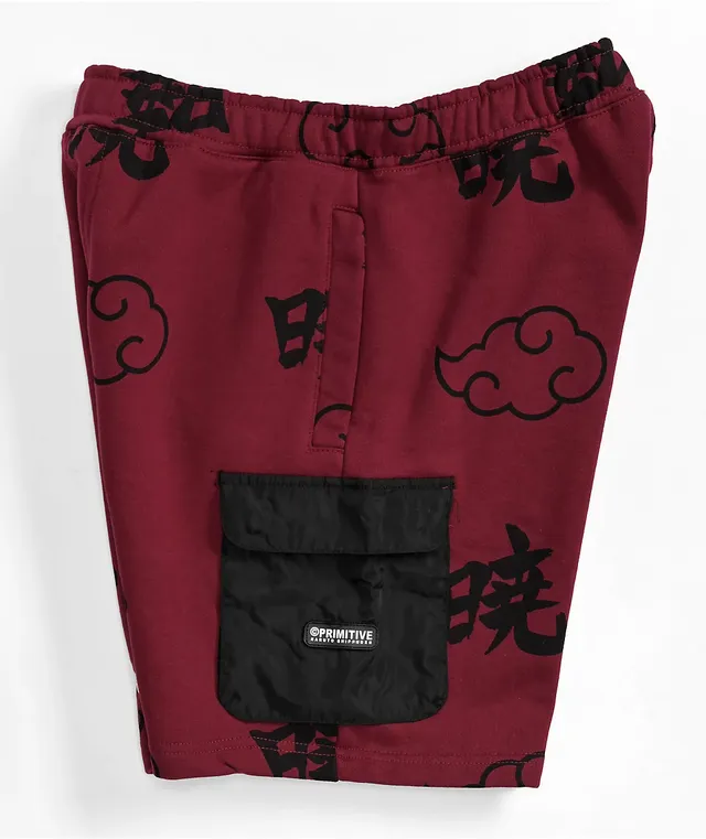 Primitive x naruto shippuden ii akatsuki burgundy fleece zip up jacket deals