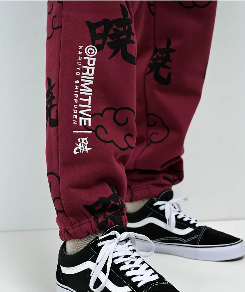 Primitive x naruto shippuden ii new arrivals akatsuki burgundy fleece zip up jacket