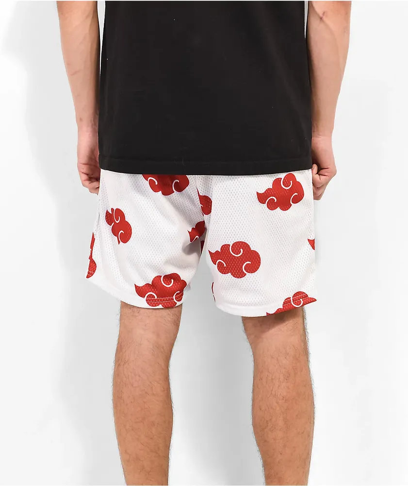 Primitive x Naruto Shippuden Akatsuki White Mesh Shorts Mall of