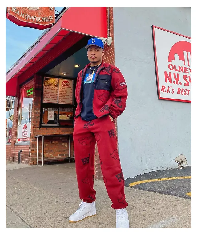 Primitive x naruto shippuden ii akatsuki top burgundy fleece zip up jacket