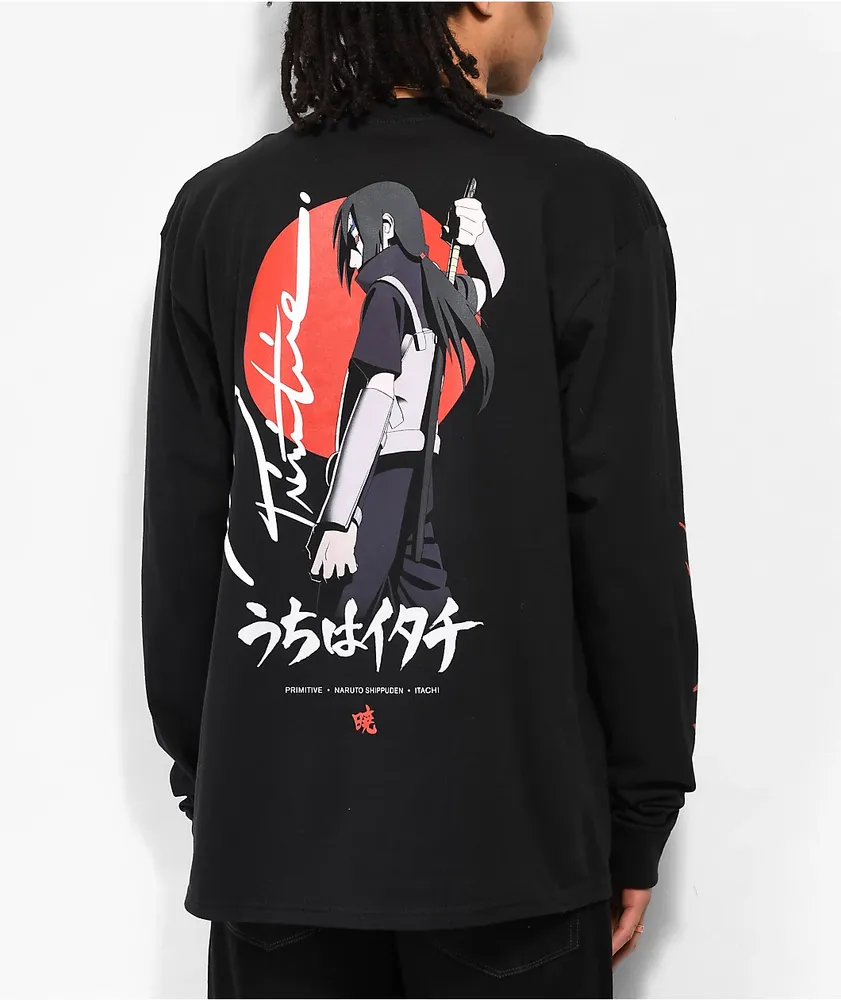 Primitive x Naruto Shippuden Itachi Warning Black Long Sleeve T 