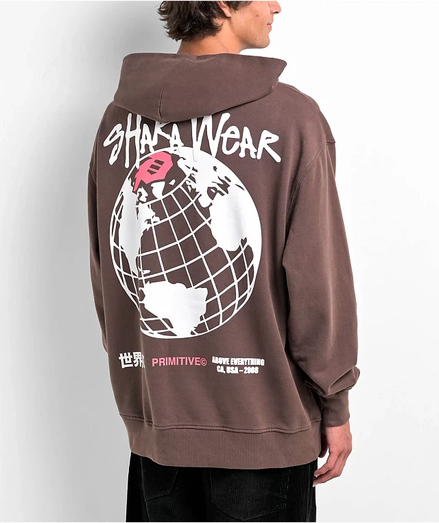 Primitive x Shaka Wear Streets Grey Heavyweight Hoodie