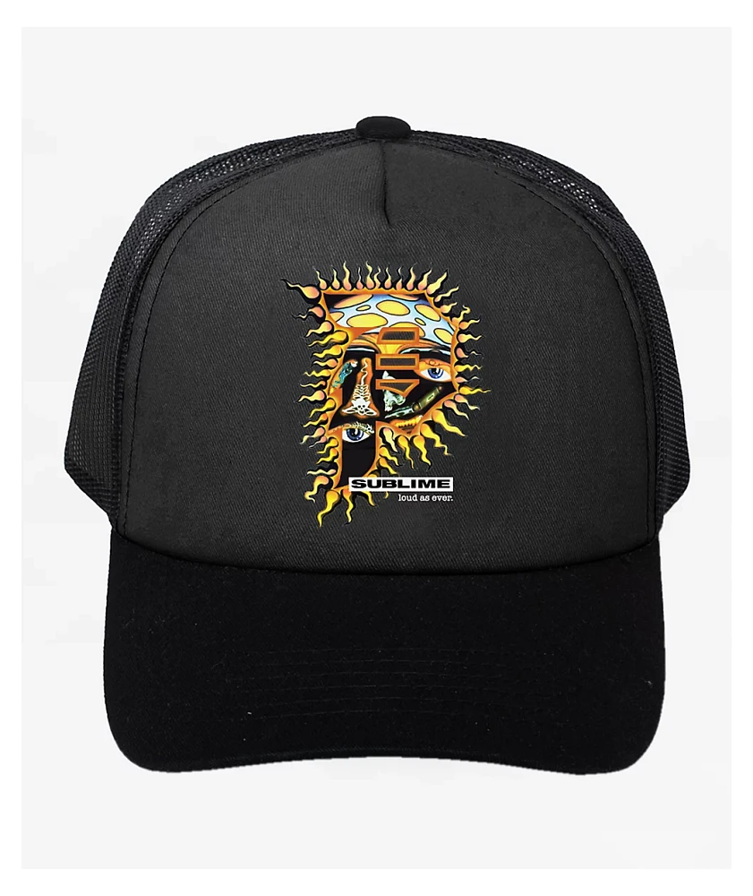 Primitive x Sublime Dirty P Sun Black Trucker Hat | Liberty Center