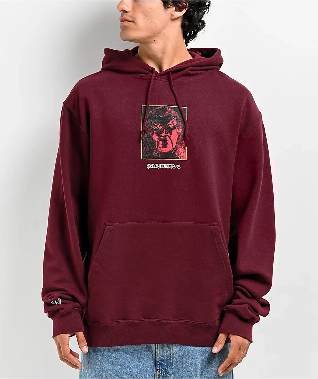 Burgundy primitive hoodie outlet