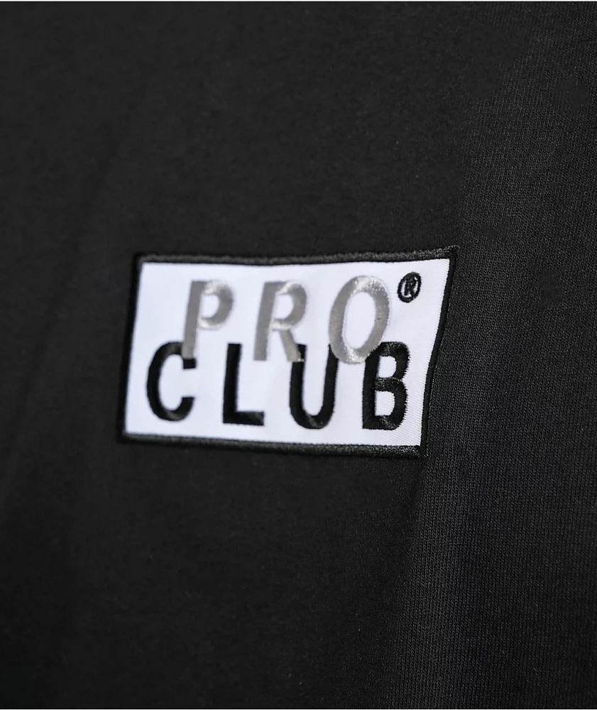 Pro Club Embroidered Box Logo Black Long Sleeve T-Shirt at